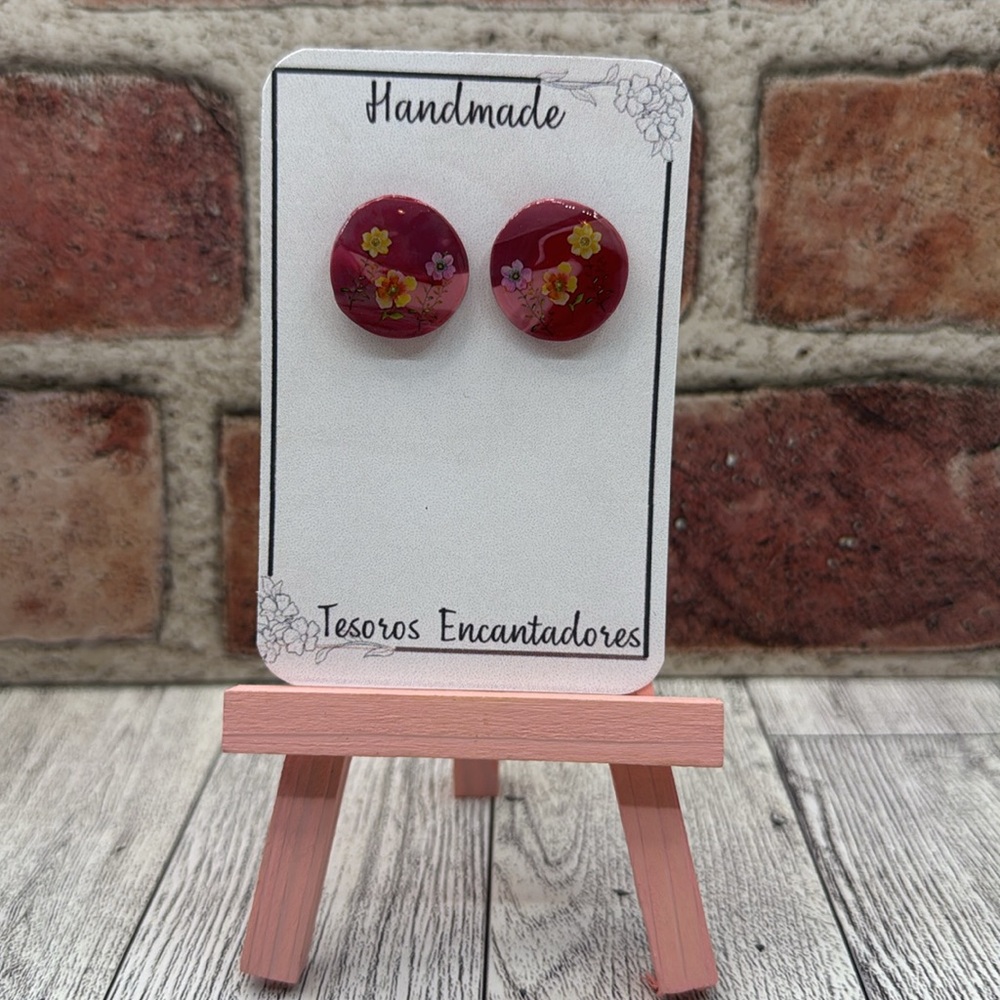Handmade Floral Pink Earrings
